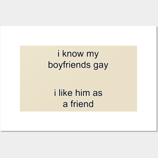 i know my boyfriends gay i like him as a friend Posters and Art